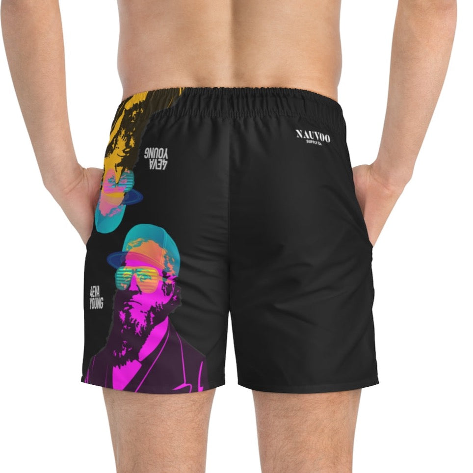 Men's Brigham Young Swim Trunks  in Neon and Black