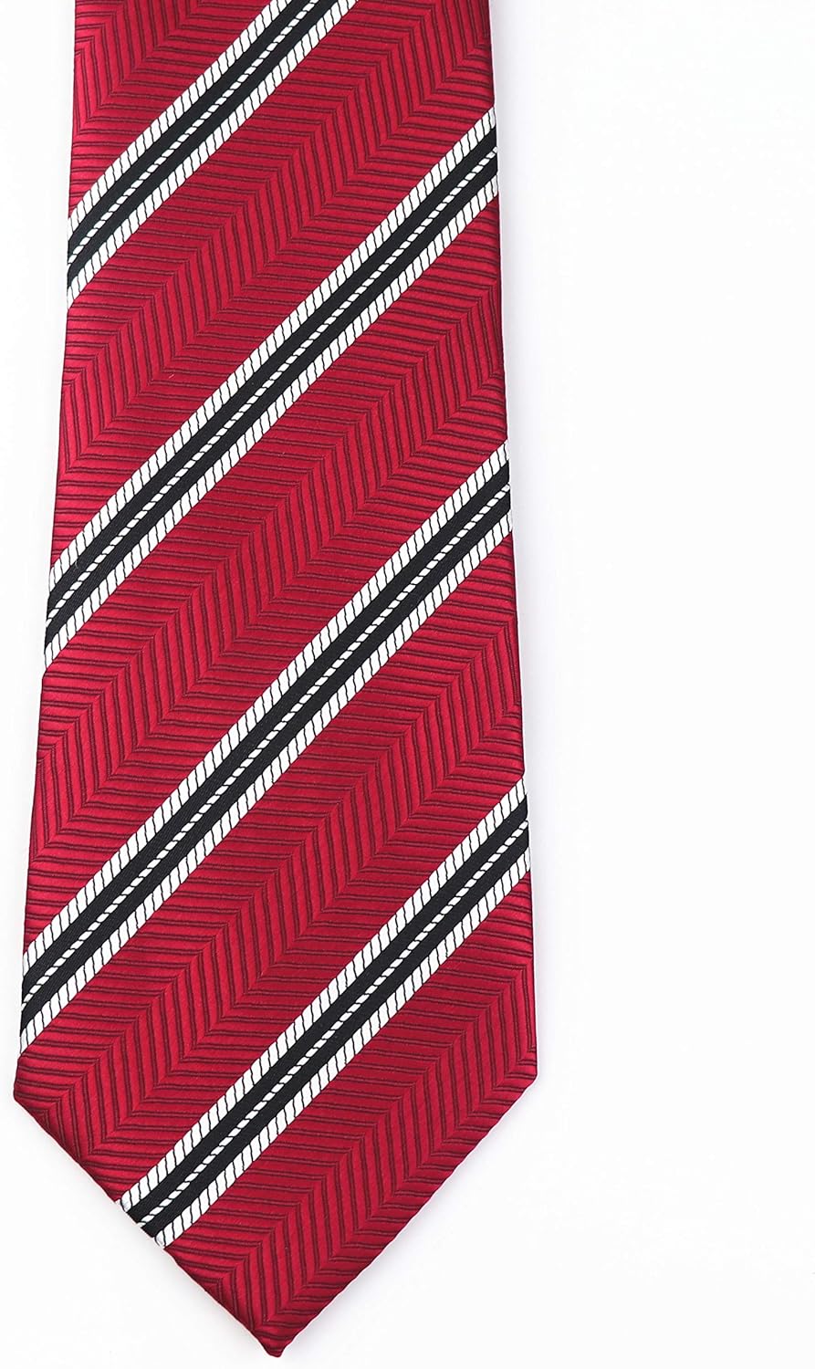 Men's Classic Stripe Red and Black Jacquard Woven Necktie