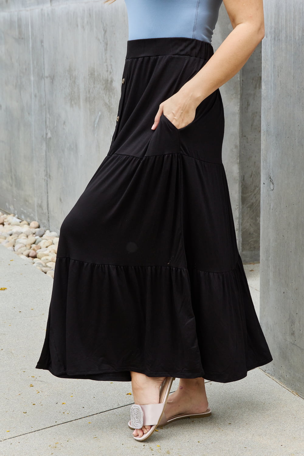 Side detail - Sister Missionary modest maxi skirt from Nauvoo Supply Co