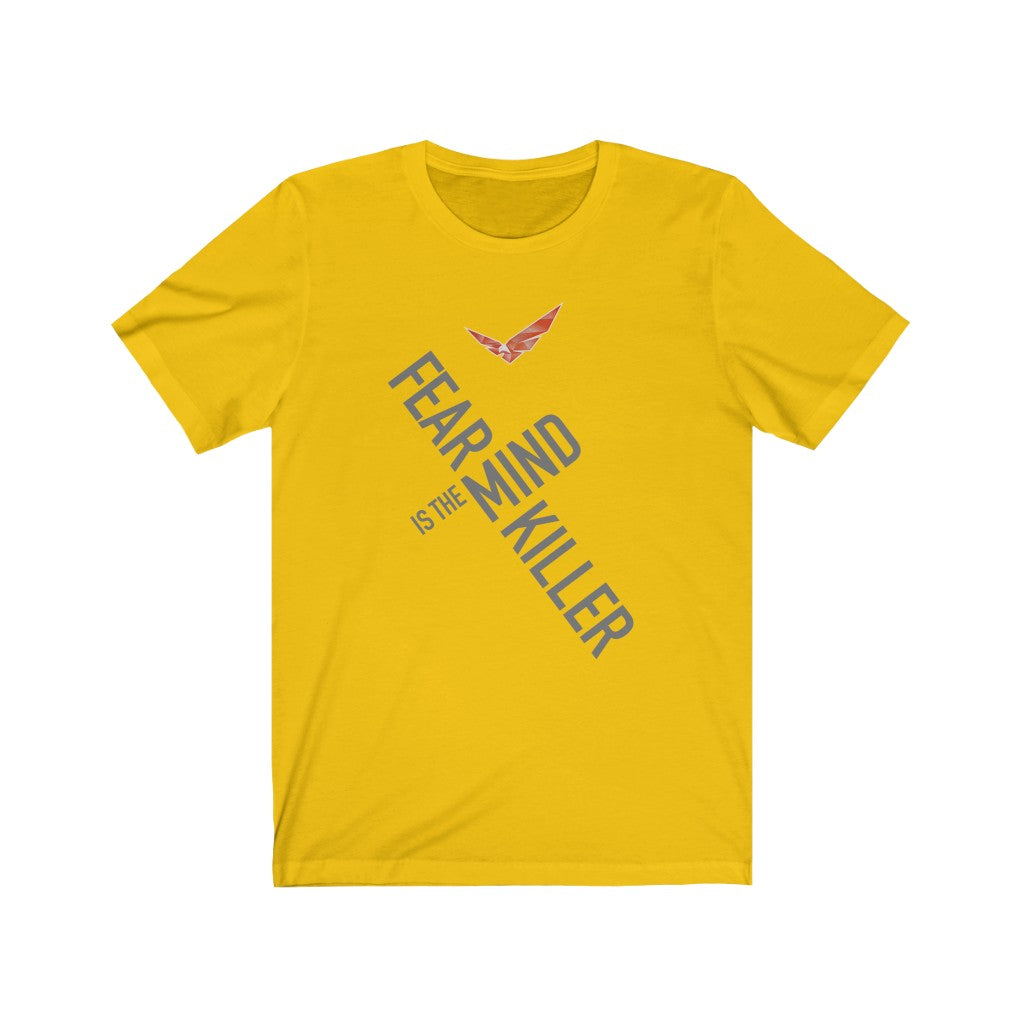 Dune "Fear is the mind killer" Unisex Softstyle T-Shirt - House Atreides hawk, full quote, front, back, fan art, Frank Herbert