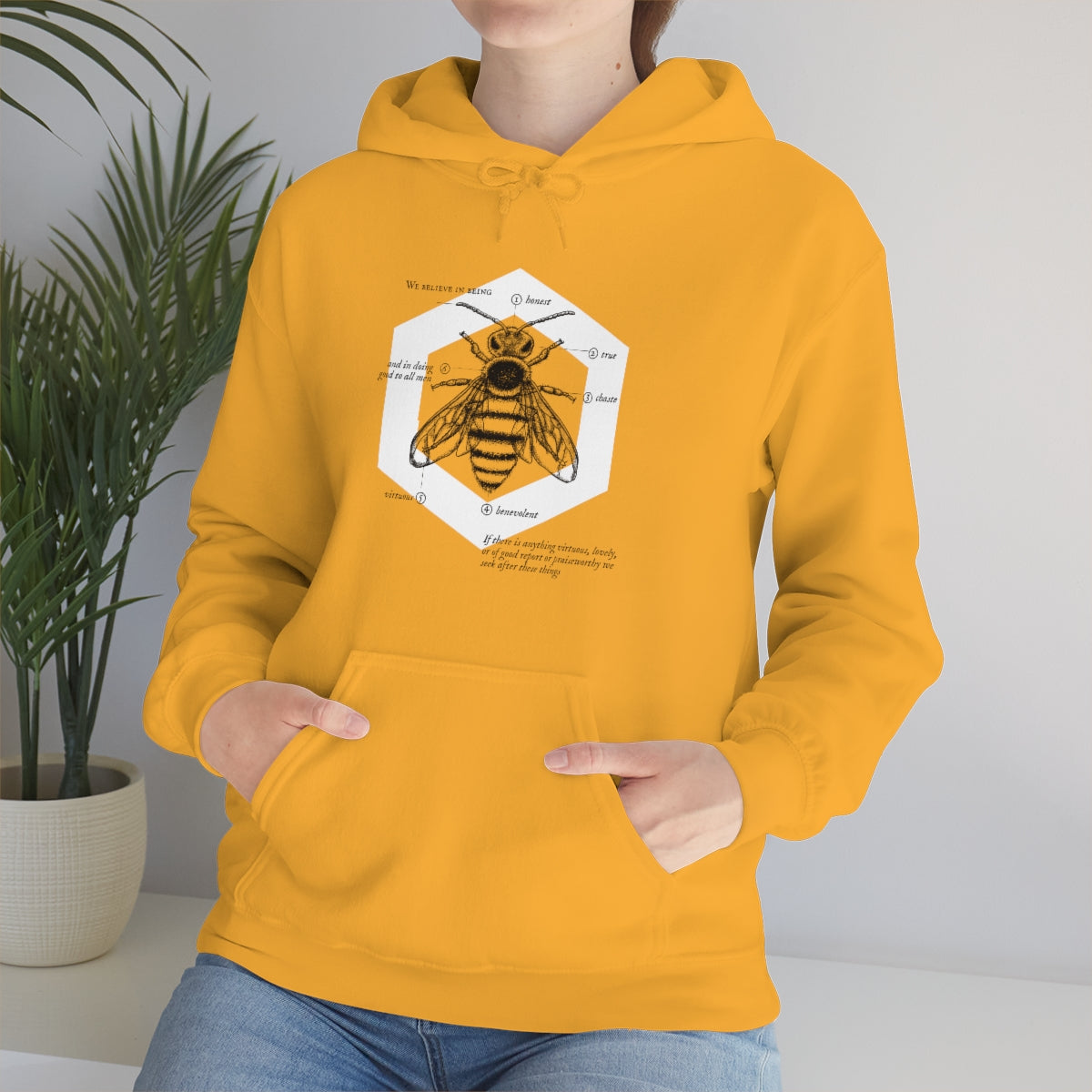 LDS Honey Bee Hoodie - We Believe, Articles of Faith Hooded Sweatshirt