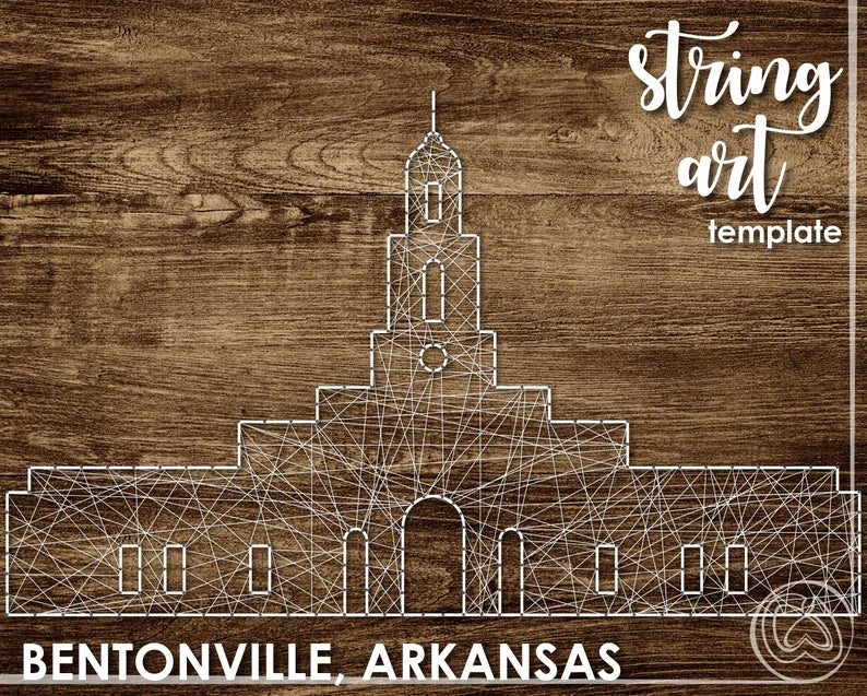 Bentonville, Arkansas LDS Temple | String Art Template | LDS String Art Pattern | Young Women Temple Craft | DIY Wedding Gift