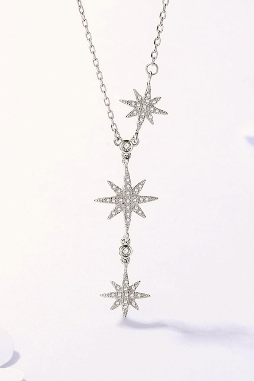 Think Celestial 925 Sterling Silver 3 Star Drop Pendant Necklace