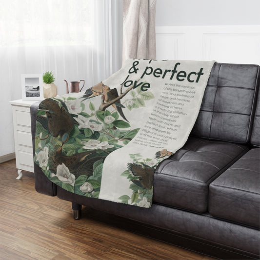 Baptism Blanket - Holy Ghost Throw Blanket with Doves and Scripture about the Comforter