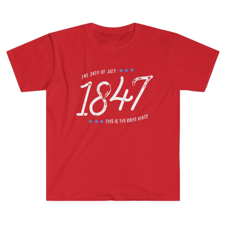 Red Pioneer Day T-shirt with July 24th 1847