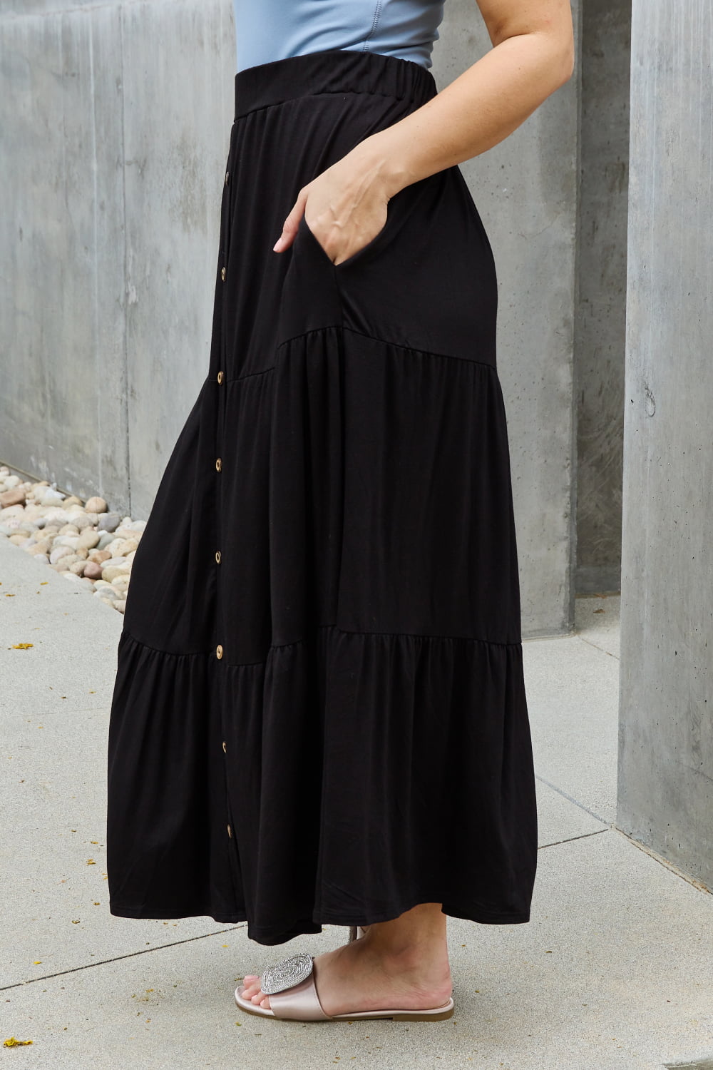 Side detail - Missionary modest maxi skirt from Nauvoo Supply Co