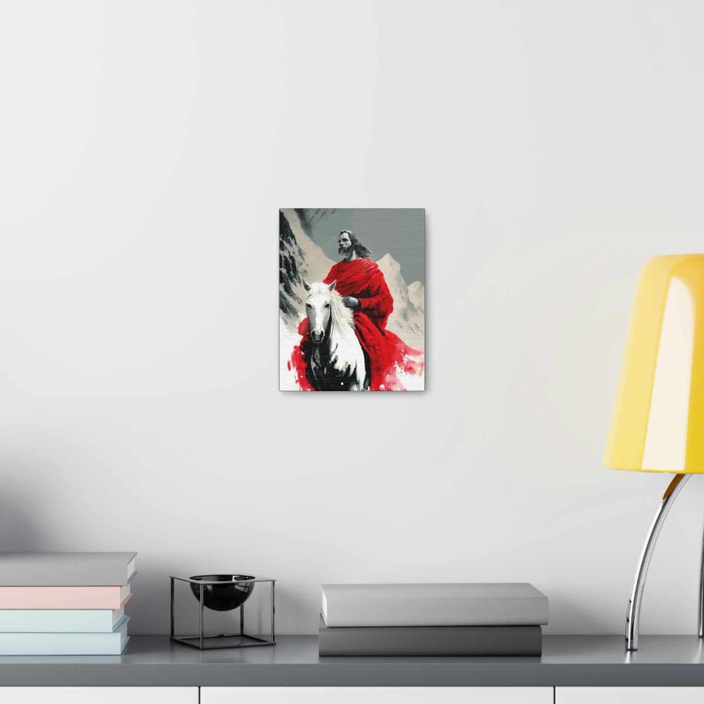 LDS Art - Art of The Second Coming of Jesus in Red on Horseback Premium Canvas Print