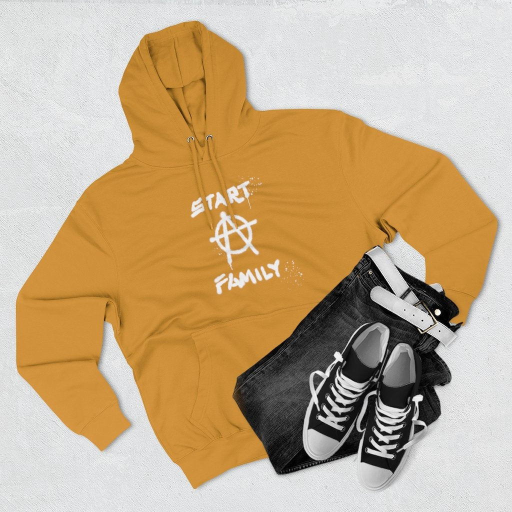 Start A Family - Warm Hoodie with Anarchy Symbol for Rebel Dads - Cotton Blend Hooded Sweatshirt