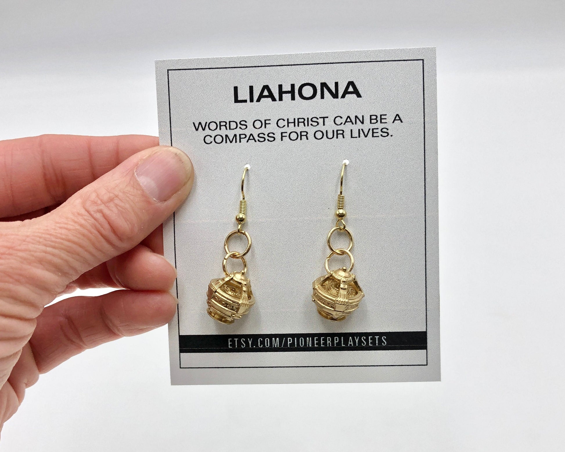 Liahona Earrings, LDS Gift for Mom, Christian Earrings, Statement Earrings, Liahona Dangle Earrings Book of Mormon Story Gift Baptism Gift