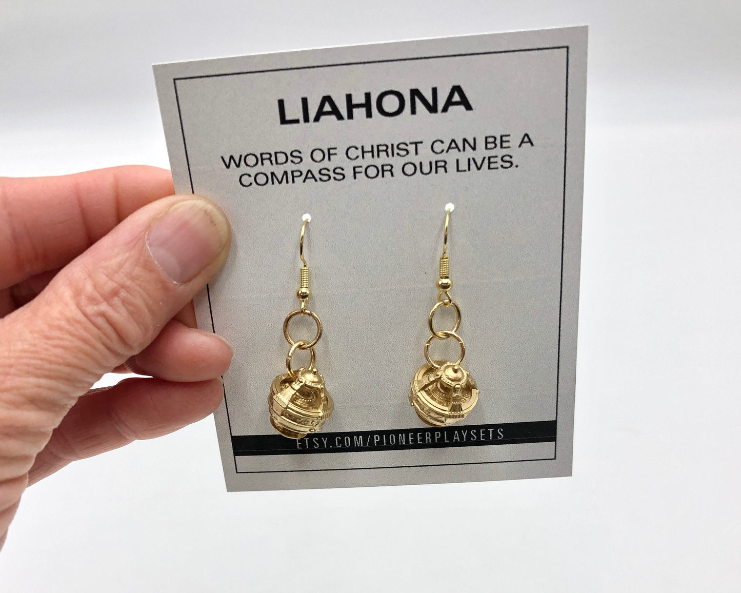 Liahona Earrings, LDS Gift for Mom, Christian Earrings, Statement Earrings, Liahona Dangle Earrings Book of Mormon Story Gift Baptism Gift