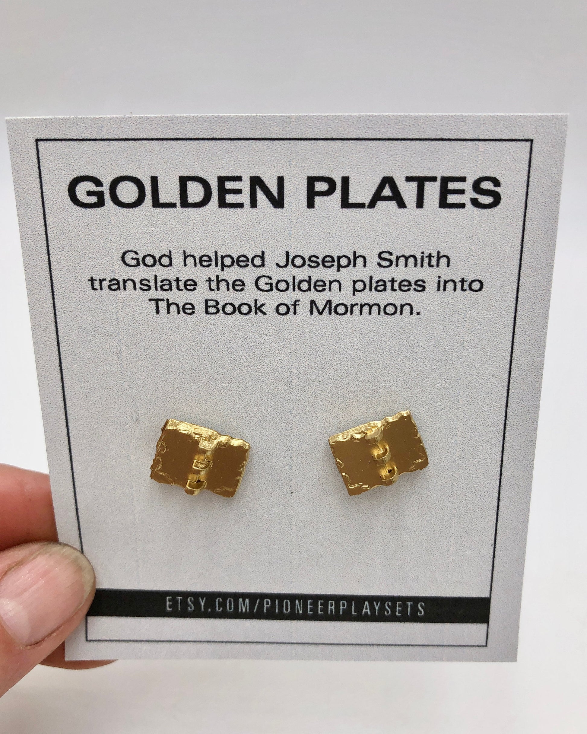 Gold Plates Earrings, LDS Gift for Mom LDS Baptism Gift Earrings Gold Plates Stud Earrings Book of Mormon Gift Baptism Gift Seminary Teacher