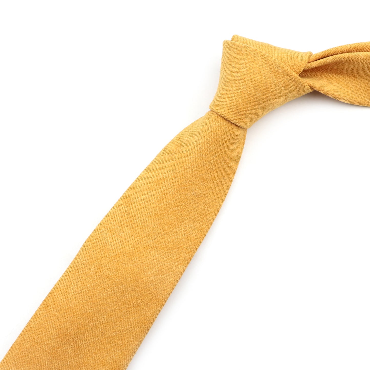 Yellow Cotton Suede Narrow Necktie