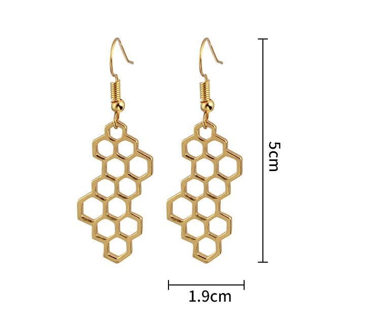 Deseret Earrings – Honeycomb Beehive Pendant